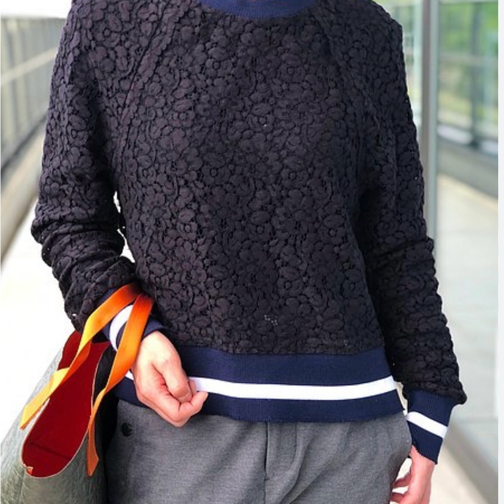 ZARA WOMAN • Black Long Sleeve Lace Top • sz S - Picture 9 of 10